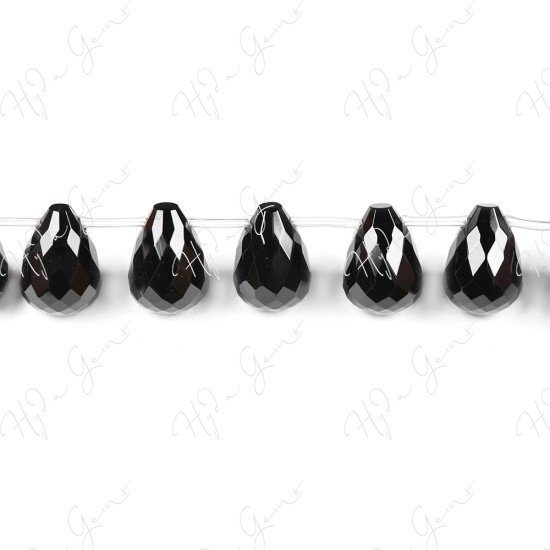 Black Agate Faceted Drop Beads