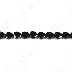 Black Agate Faceted Heart Beads