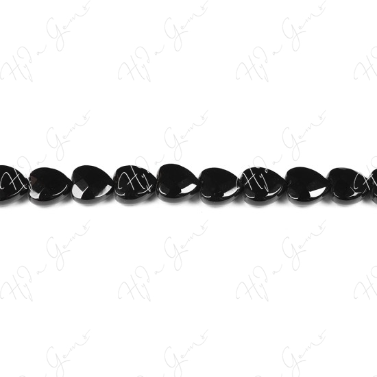 Black Agate Faceted Heart Beads