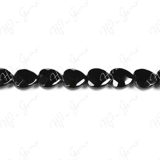 Black Agate Faceted Heart Beads