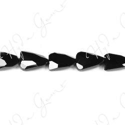 Black Agate Faceted Flat Ladder Beads