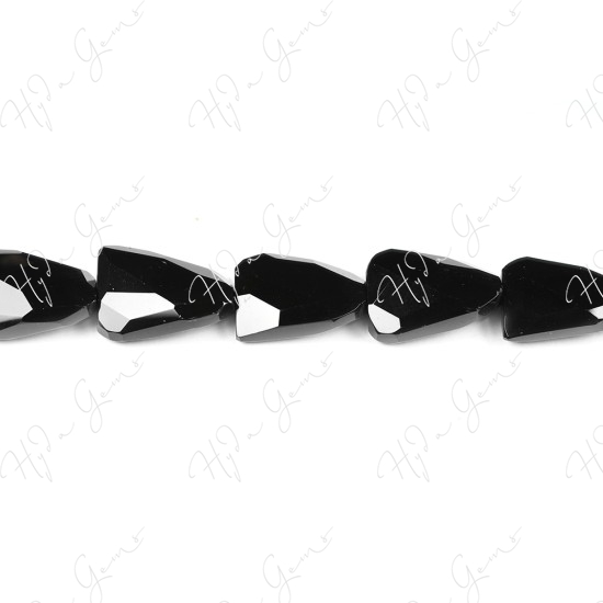 Black Agate Faceted Flat Ladder Beads