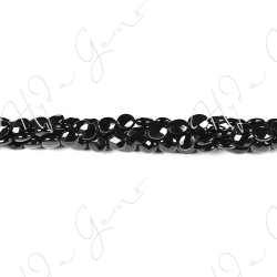 Black Agate Faceted Flat Oval Beads