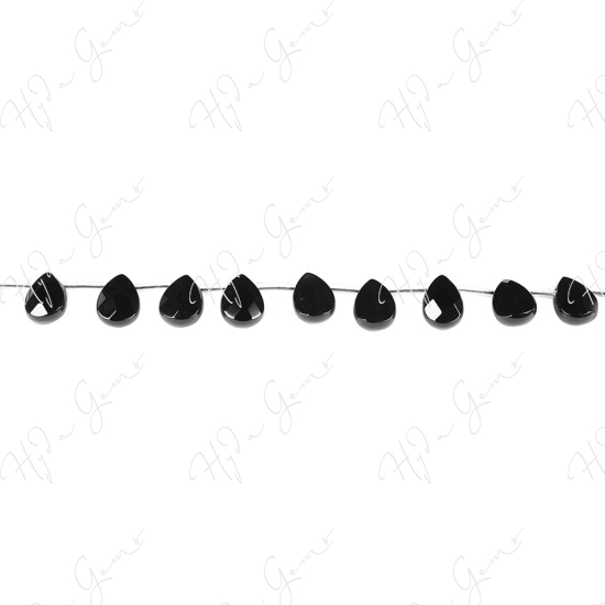 Black Agate Faceted Pear Beads