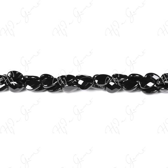 Black Agate Faceted Pear Beads