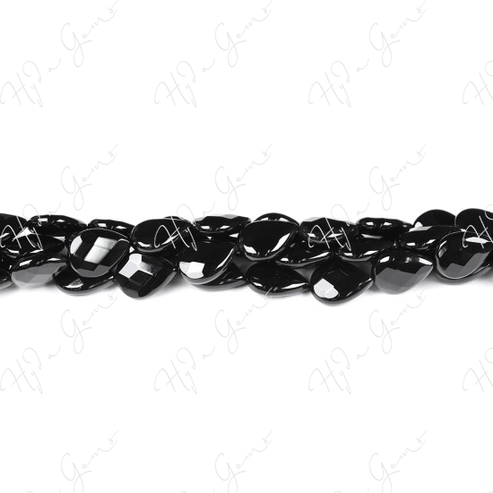 Black Agate Faceted Pear Beads