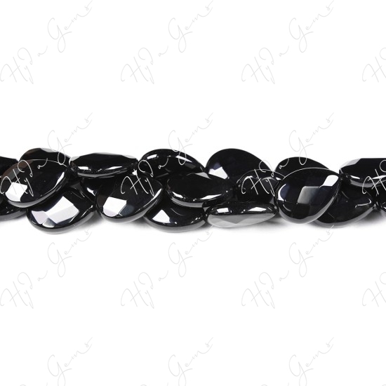 Black Agate Faceted Pear Beads