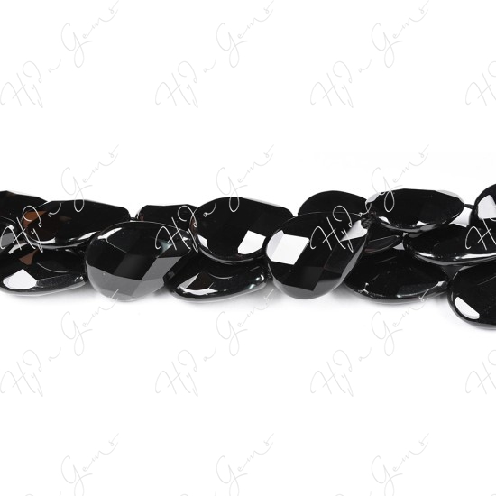 Black Agate Faceted Pear Beads