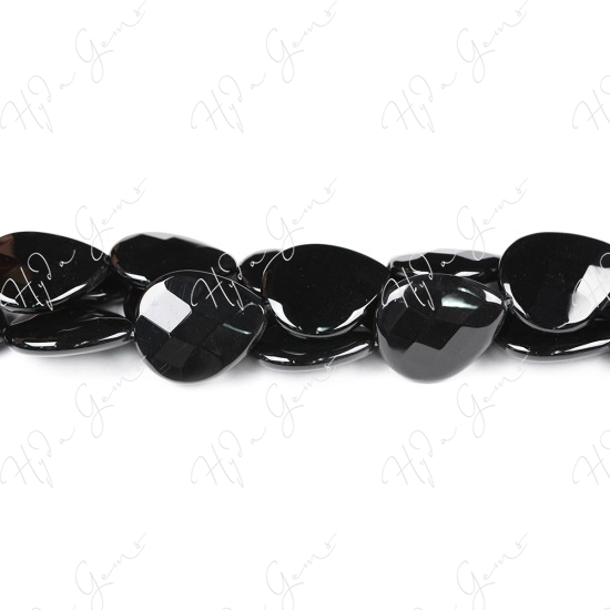 Black Agate Faceted Pear Beads