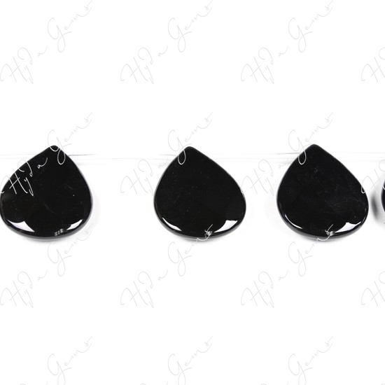 Black Agate Faceted Pear Beads