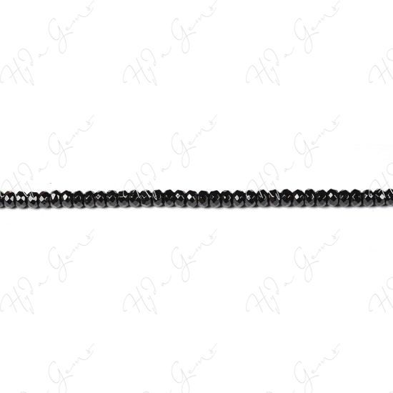 Black Agate Faceted Roundel Beads