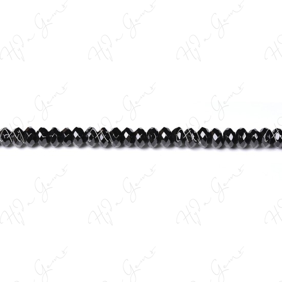 Black Agate Faceted Roundel Beads