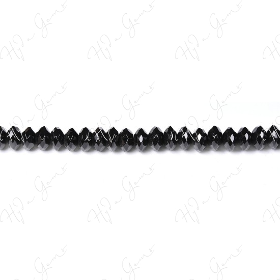 Black Agate Faceted Roundel Beads