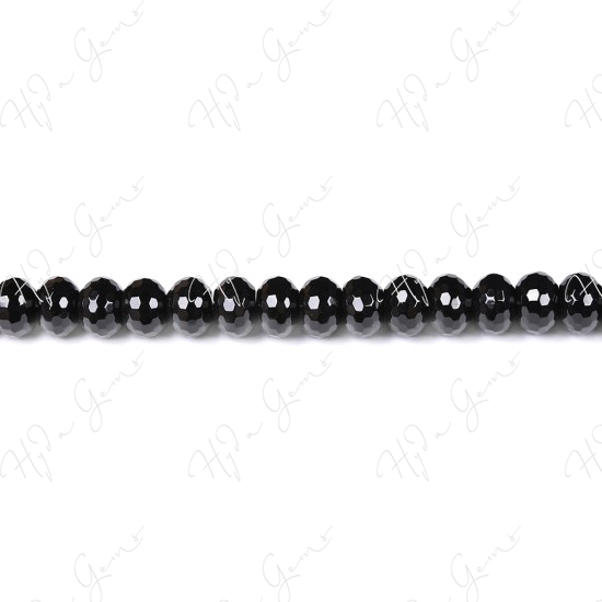 Black Agate Faceted Roundel Beads