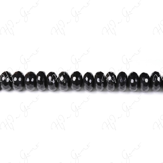 Black Agate Faceted Roundel Beads