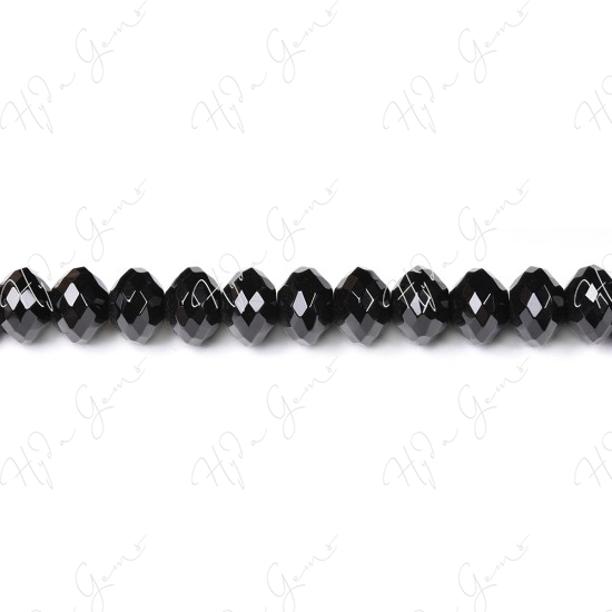 Black Agate Faceted Roundel Beads