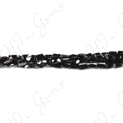 Black Agate Faceted Flat Rectangle Beads