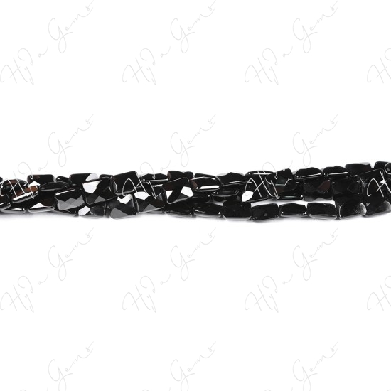 Black Agate Faceted Flat Rectangle Beads