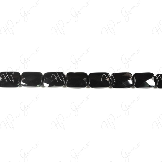 Black Agate Faceted Flat Rectangle Beads