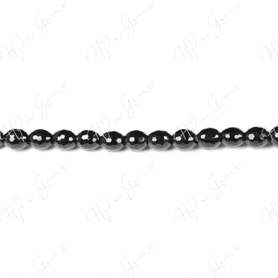 Black Agate Faceted Rice Beads