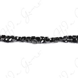 Black Agate Faceted Flat Square Beads