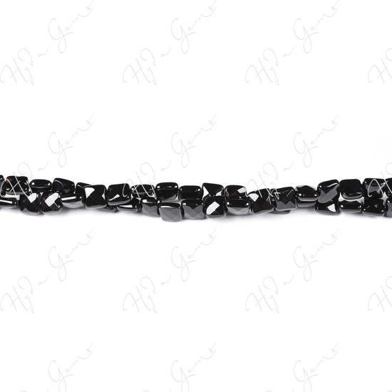 Black Agate Faceted Flat Square Beads