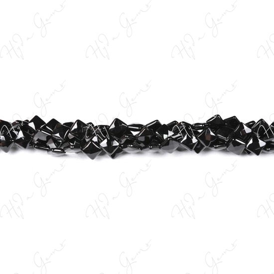 Black Agate Faceted Flat Square Beads