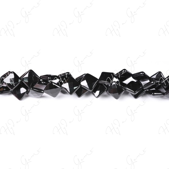 Black Agate Faceted Flat Square Beads