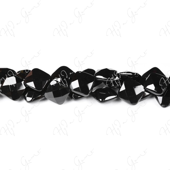 Black Agate Faceted Flat Square Beads