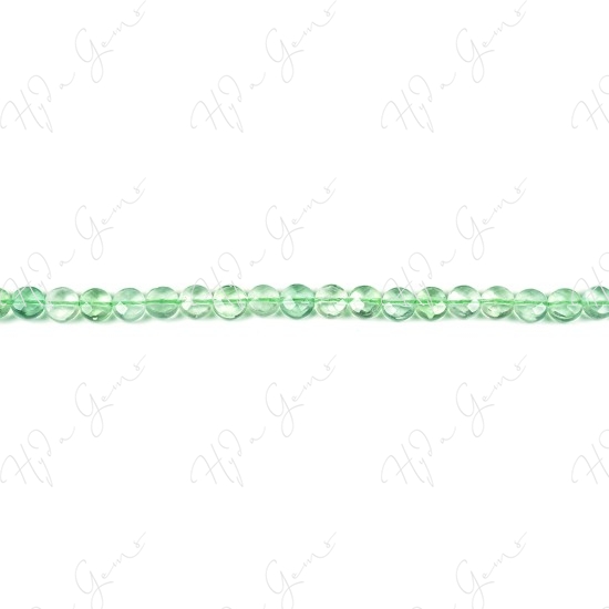 Green Fluorite Faceted Coin Beads