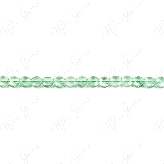 Green Fluorite Faceted Coin Beads