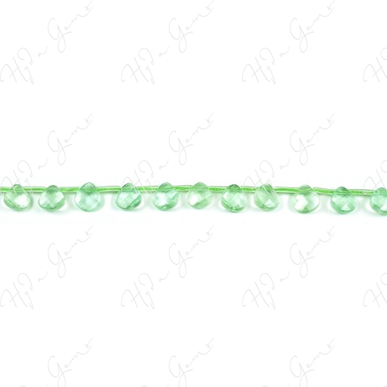 Green Fluorite Faceted Pear Beads