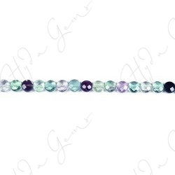 Rainbow Fluorite Faceted Coin Beads