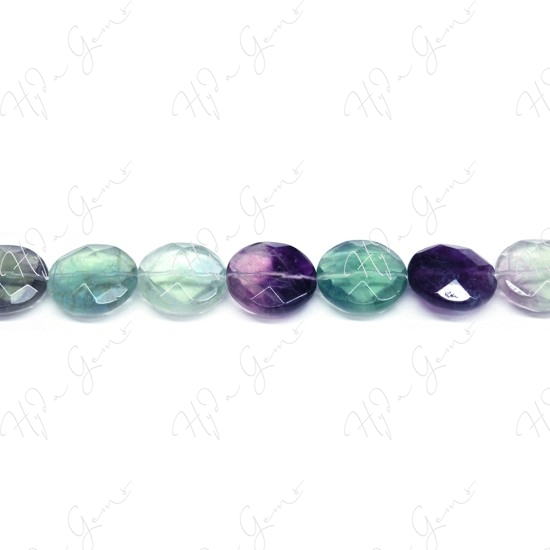 Rainbow Fluorite Faceted Coin Beads