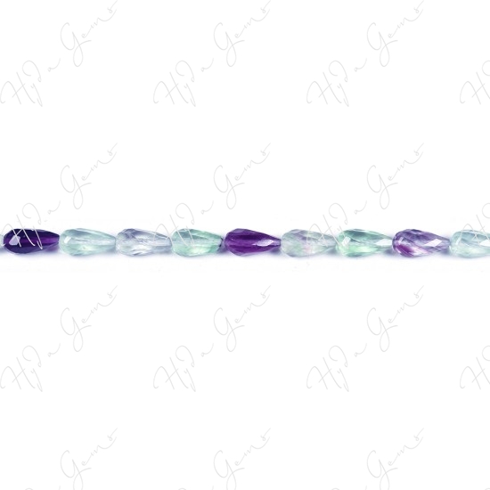 Rainbow Fluorite Faceted Drop Beads