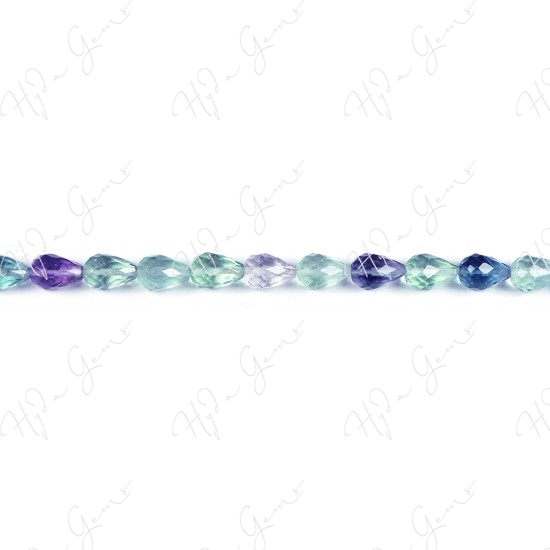 Rainbow Fluorite Faceted Drop Beads