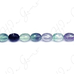 Rainbow Fluorite Faceted Drum Beads