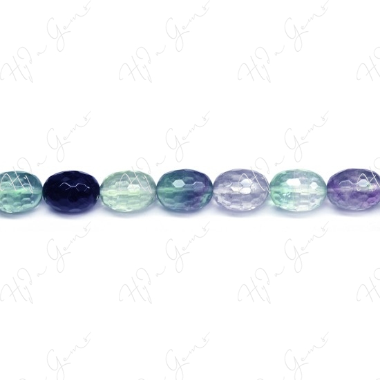 Rainbow Fluorite Faceted Drum Beads