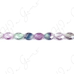 Rainbow Fluorite Faceted Flat Oval Beads