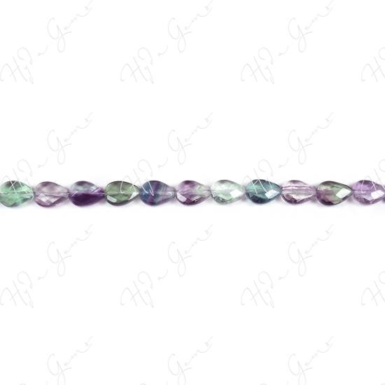 Rainbow Fluorite Faceted Pear Beads