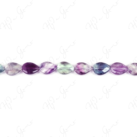 Rainbow Fluorite Faceted Pear Beads