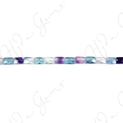 Rainbow Fluorite Faceted Flat Rectangle Beads