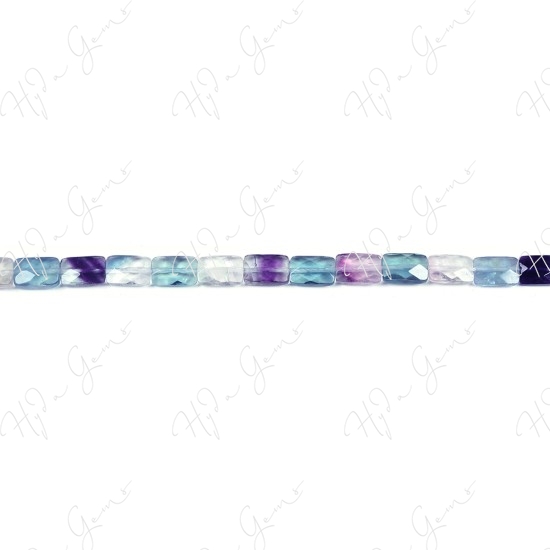 Rainbow Fluorite Faceted Flat Rectangle Beads