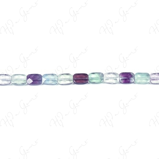 Rainbow Fluorite Faceted Flat Rectangle Beads