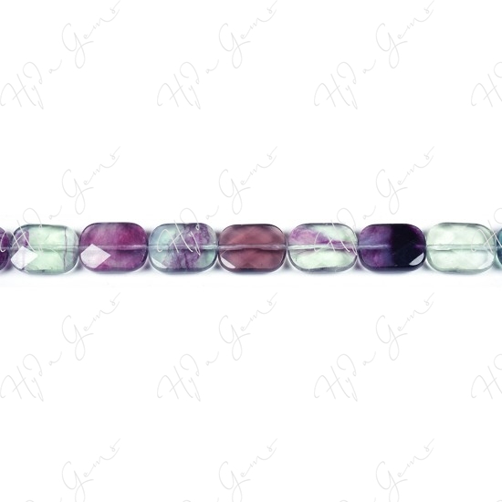 Rainbow Fluorite Faceted Flat Rectangle Beads