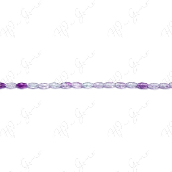 Rainbow Fluorite Faceted Rice Beads