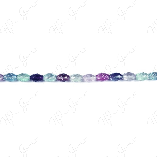 Rainbow Fluorite Faceted Rice Beads