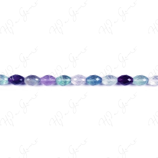 Rainbow Fluorite Faceted Rice Beads