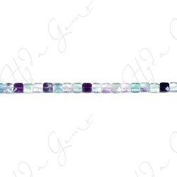 Rainbow Fluorite Faceted Flat Square Beads