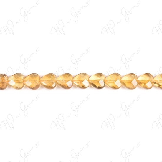 Yellow Fluorite Faceted Heart Beads